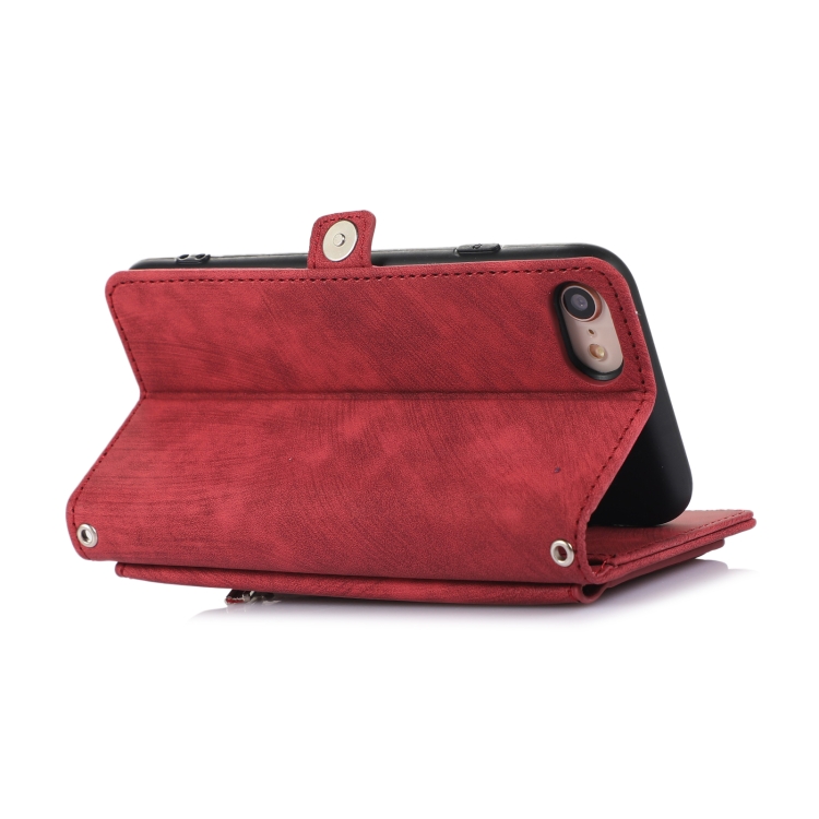 For iPhone 8 / 7 / SE 2020 2022 Zipper Card Slot Buckle Wallet Leather Phone Case(Red) For iPhone 8 / 7 / SE 2020 2022 Zipper Card Slot Buckle Wallet Leather Phone Case(Red)