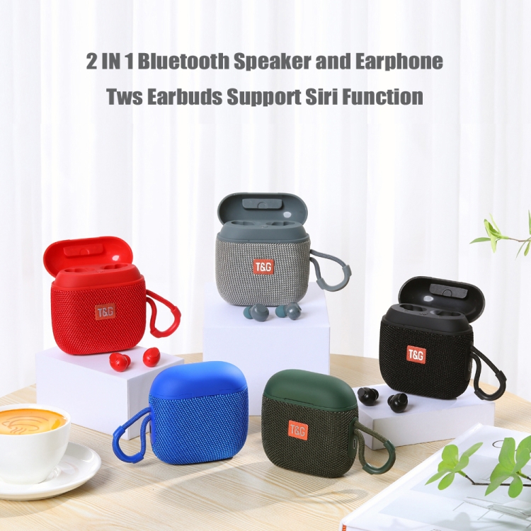 T&G TG809 2 in 1 Portable Outdoor Wireless Speaker & Mini TWS Bluetooth Earbuds(Dark Green)