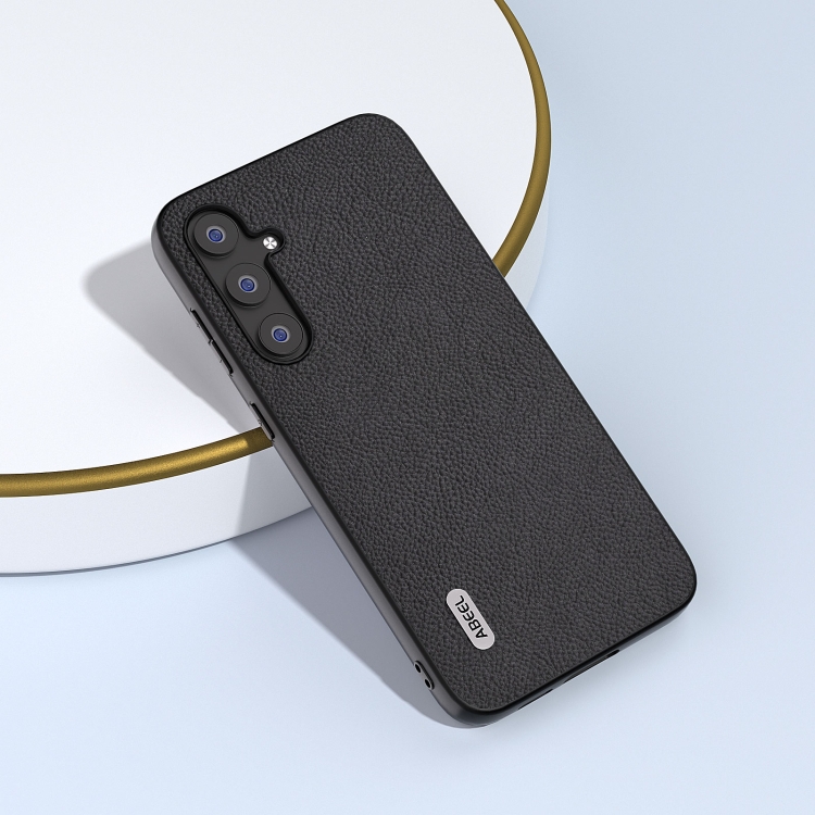 For Samsung Galaxy S23 FE 5G ABEEL Genuine Leather + PC Litchi Texture Phone Case(Black) For Samsung Galaxy S23 FE 5G ABEEL Genuine Leather + PC Litchi Texture Phone Case(Black)