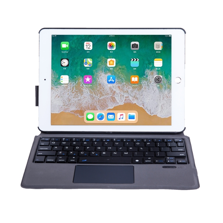 T1091 For iPad 2018 & 2017 / Pro 9.7 / Air 2 / Air Ultra-thin Integrated Touch Bluetooth Keyboard + Lambskin Texture PU Leather Tablet Case with Bracket(Rose Gold)