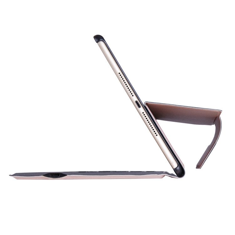 T1091 For iPad 2018 & 2017 / Pro 9.7 / Air 2 / Air Ultra-thin Integrated Touch Bluetooth Keyboard + Lambskin Texture PU Leather Tablet Case with Bracket(Rose Gold)