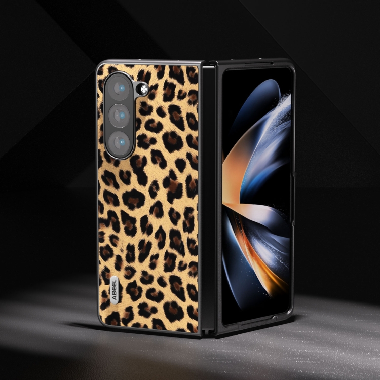 For Samsung Galaxy Z Fold5 ABEEL Black Edge Leopard Phone Case(Champagne Gold) For Samsung Galaxy Z Fold5 ABEEL Black Edge Leopard Phone Case(Champagne Gold)