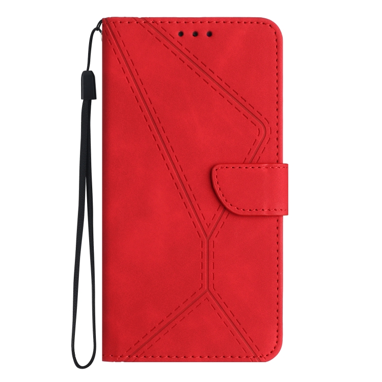 Para Motorola Moto G84 Funda de teléfono de cuero con costuras en relieve  (rojo)