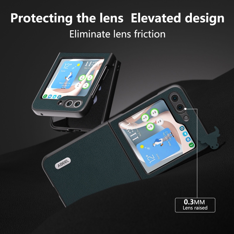 For Samsung Galaxy Z Flip5 ABEEL Genuine Leather Luolai Series Phone Case(Dark Green) For Samsung Galaxy Z Flip5 ABEEL Genuine Leather Luolai Series Phone Case(Dark Green)