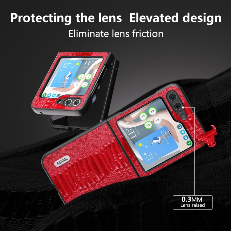 For Samsung Galaxy Z Flip5 ABEEL Genuine Leather Weilai Series Phone Case(Red) For Samsung Galaxy Z Flip5 ABEEL Genuine Leather Weilai Series Phone Case(Red)
