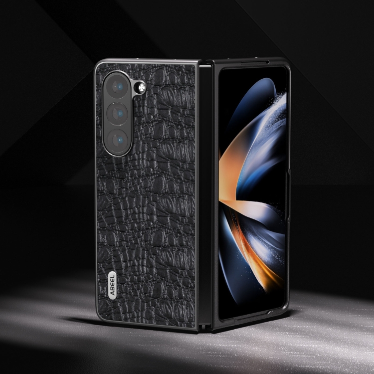 For Samsung Galaxy Z Fold5 ABEEL Genuine Leather Sky Series Black Edge Phone Case(Black) For Samsung Galaxy Z Fold5 ABEEL Genuine Leather Sky Series Black Edge Phone Case(Black)