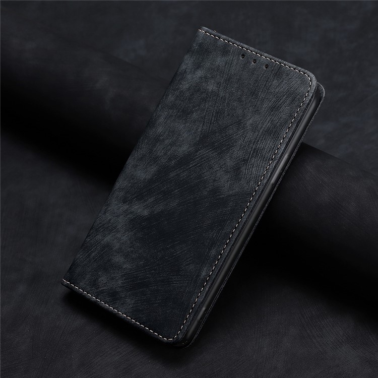 Para OPPO A79 5G RFID Funda de teléfono de cuero magnético con cepillo  antirrobo (Negro)