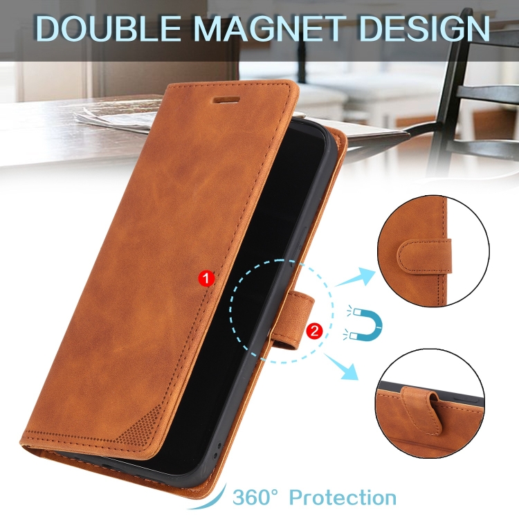 For Samsung Galaxy S23+ 5G Skin Feel RFID Blocking Leather Phone Case(Brown) For Samsung Galaxy S23+ 5G Skin Feel RFID Blocking Leather Phone Case(Brown)