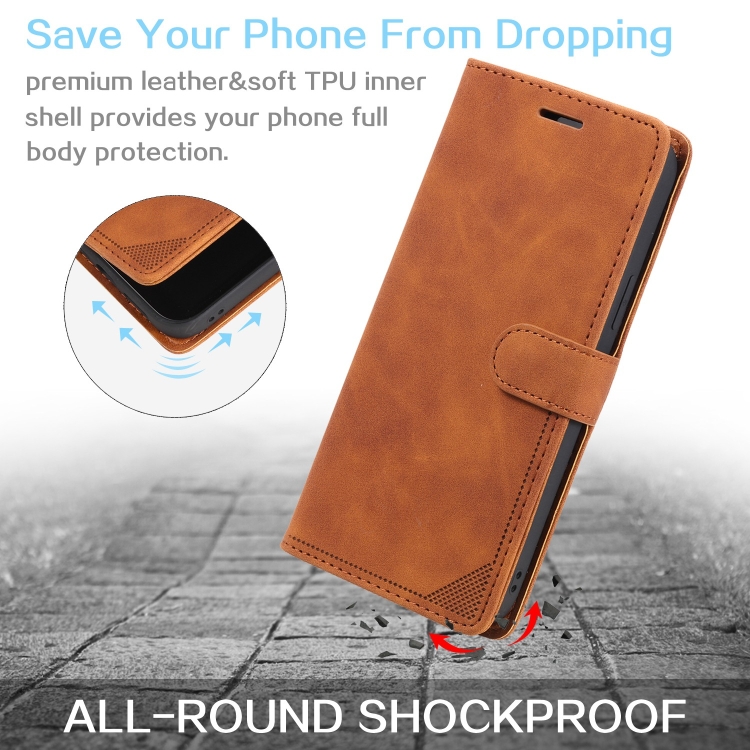 For Samsung Galaxy S23+ 5G Skin Feel RFID Blocking Leather Phone Case(Brown) For Samsung Galaxy S23+ 5G Skin Feel RFID Blocking Leather Phone Case(Brown)