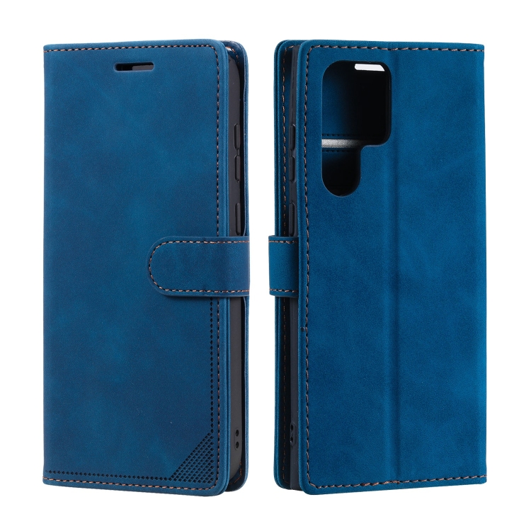 For Samsung Galaxy S23 Ultra 5G Skin Feel RFID Blocking Leather Phone Case(Blue)