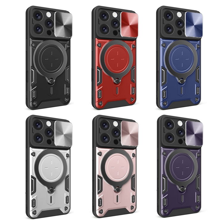 For iPhone 16 Pro CD Texture Sliding Camshield Magnetic Holder Phone Case(Purple) For iPhone 16 Pro CD Texture Sliding Camshield Magnetic Holder Phone Case(Purple)
