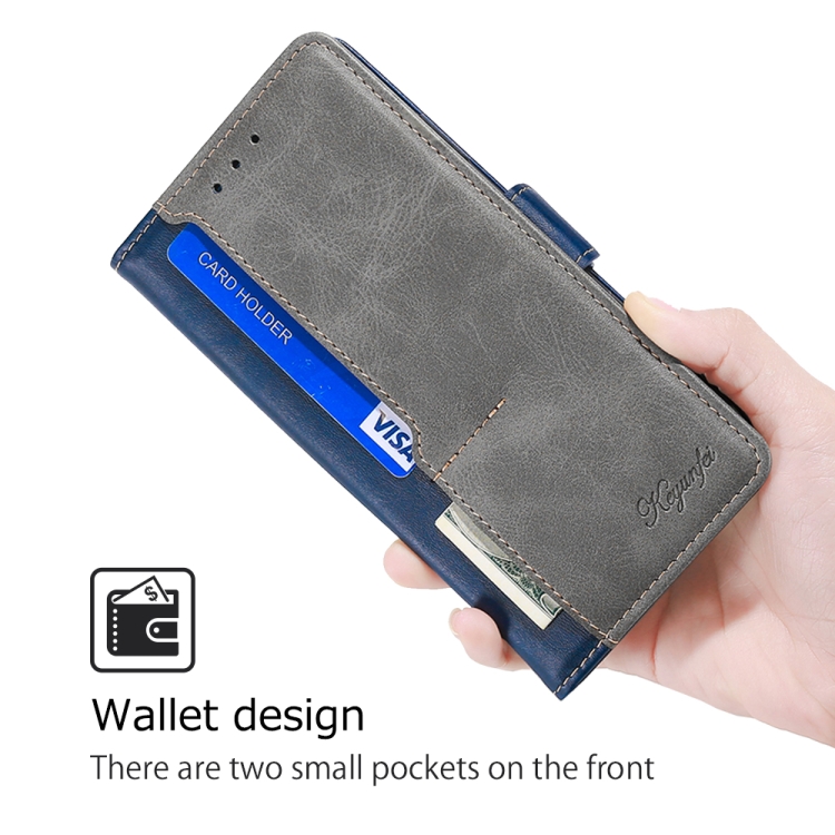 For Samsung Galaxy S24 Ultra 5G Contrast Color Side Buckle Leather Phone Case(Blue + Grey) For Samsung Galaxy S24 Ultra 5G Contrast Color Side Buckle Leather Phone Case(Blue + Grey)