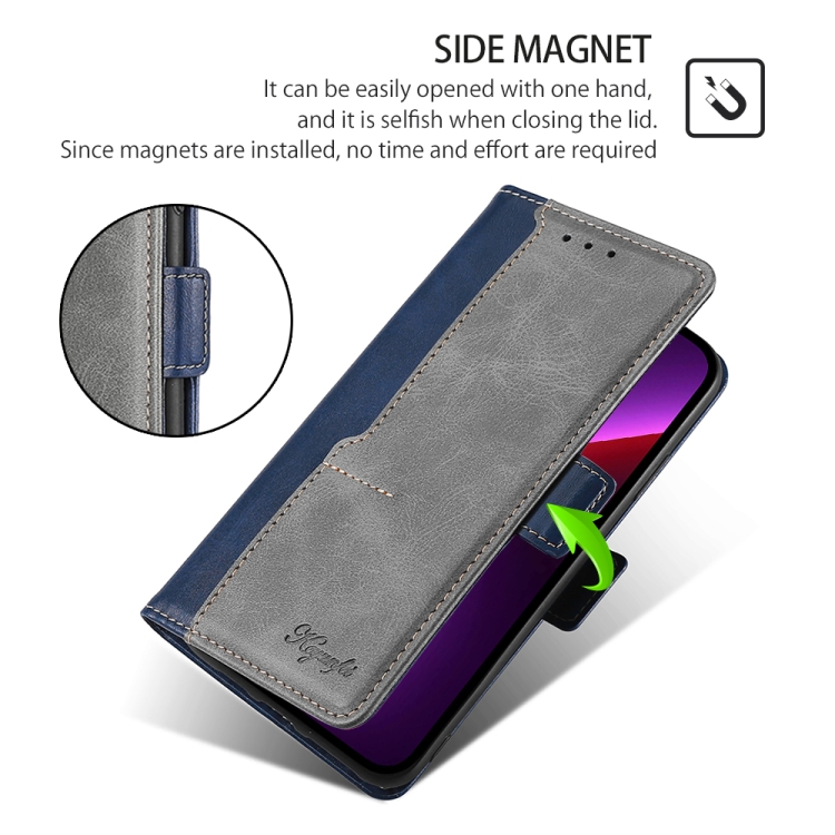 For Samsung Galaxy S24 Ultra 5G Contrast Color Side Buckle Leather Phone Case(Blue + Grey) For Samsung Galaxy S24 Ultra 5G Contrast Color Side Buckle Leather Phone Case(Blue + Grey)