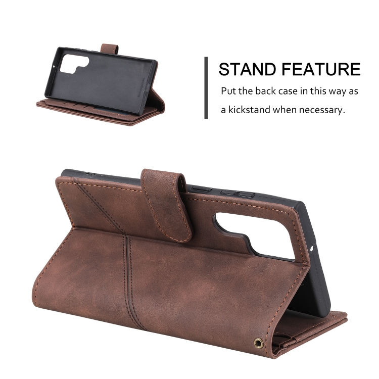 For Samsung Galaxy S23 Ultra 5G Skin Feel Multi-card Wallet Leather Phone Case(Brown) For Samsung Galaxy S23 Ultra 5G Skin Feel Multi-card Wallet Leather Phone Case(Brown)