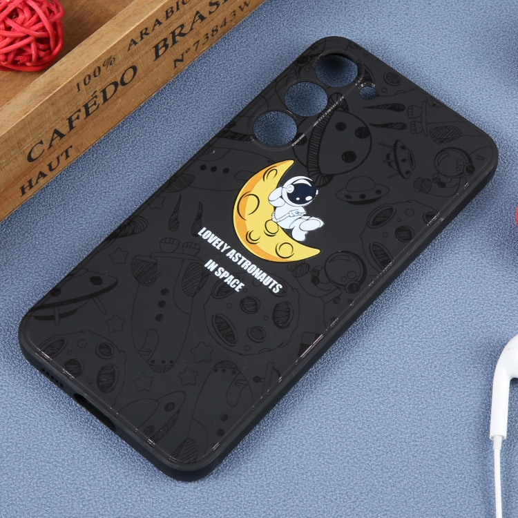 For Samsung Galaxy S21 Ultra 5G Astronaut Pattern Silicone Straight Edge Phone Case(Lovely Astronaut-Black) For Samsung Galaxy S21 Ultra 5G Astronaut Pattern Silicone Straight Edge Phone Case(Lovely Astronaut-Black)
