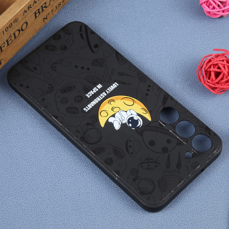 For Samsung Galaxy S21 Ultra 5G Astronaut Pattern Silicone Straight Edge Phone Case(Lovely Astronaut-Black) For Samsung Galaxy S21 Ultra 5G Astronaut Pattern Silicone Straight Edge Phone Case(Lovely Astronaut-Black)