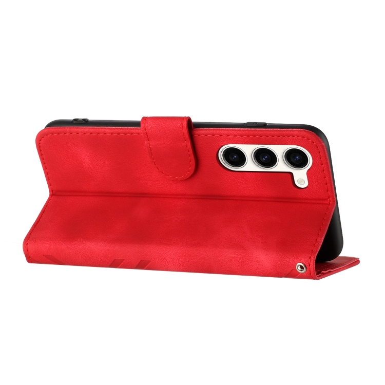 For Samsung Galaxy S23 5G Line Pattern Skin Feel Leather Phone Case(Red) For Samsung Galaxy S23 5G Line Pattern Skin Feel Leather Phone Case(Red)
