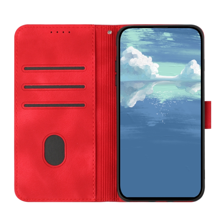 For Samsung Galaxy S23 5G Line Pattern Skin Feel Leather Phone Case(Red) For Samsung Galaxy S23 5G Line Pattern Skin Feel Leather Phone Case(Red)