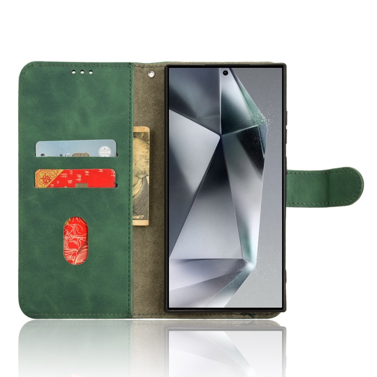 For Samsung Galaxy S24 Ultra 5G Skin Feel Magnetic Flip Leather Phone Case(Green) For Samsung Galaxy S24 Ultra 5G Skin Feel Magnetic Flip Leather Phone Case(Green)