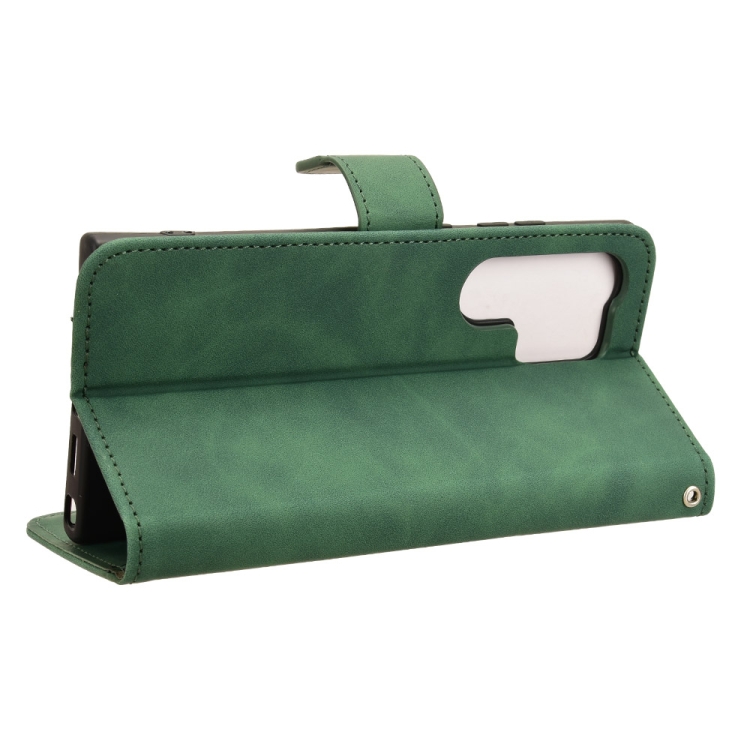 For Samsung Galaxy S24 Ultra 5G Skin Feel Magnetic Flip Leather Phone Case(Green) For Samsung Galaxy S24 Ultra 5G Skin Feel Magnetic Flip Leather Phone Case(Green)