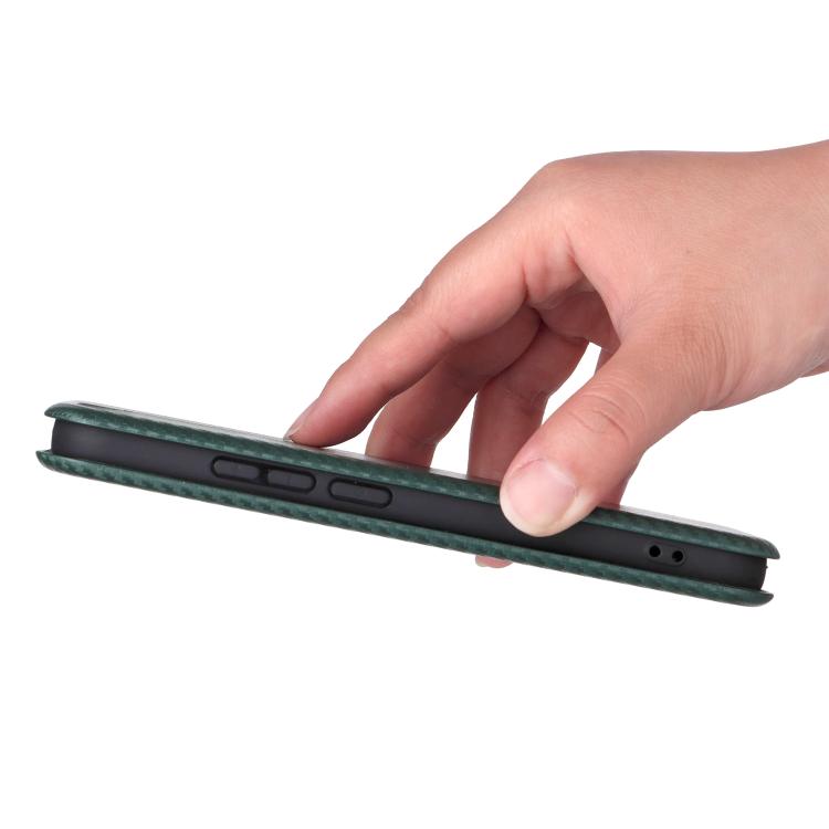 For OPPO Reno14 Global / Reno14 F Carbon Fiber Texture Flip Leather Phone Case(Green)