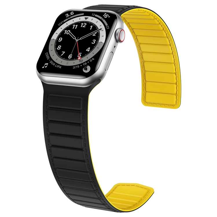 Pulseira Couro Fecho Magnético Para Apple Watch Série 7 45mm Cor Black