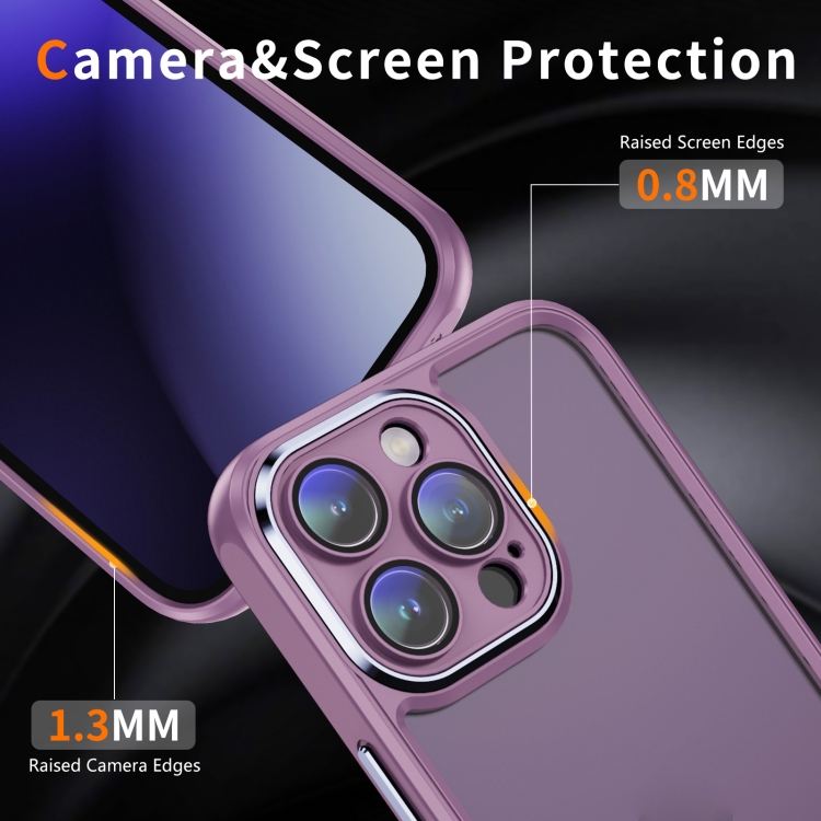 Pour iPhone 15 Pro Max PC + TPU Phone Case avec film d'objectif (violet  clair)