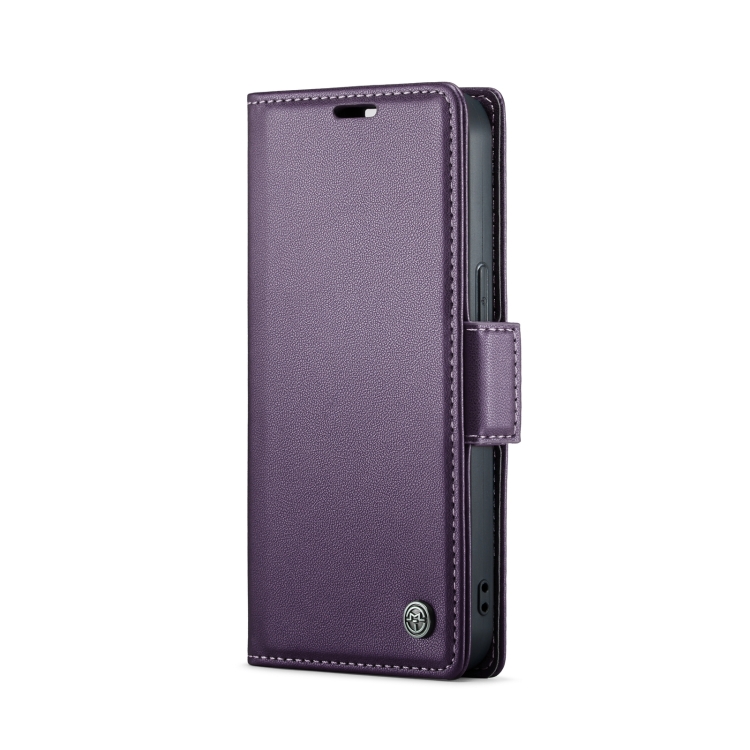 Pour iPhone 13 CaseMe 023 Papillon Boucle Litchi Texture RFID Antivol En Cuir Téléphone Cas(Pearly Purple) - 1