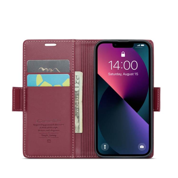 For iPhone 13 mini CaseMe 023 Butterfly Buckle Litchi Texture RFID Anti-theft Leather Phone Case(Wine Red) For iPhone 13 mini CaseMe 023 Butterfly Buckle Litchi Texture RFID Anti-theft Leather Phone Case(Wine Red)