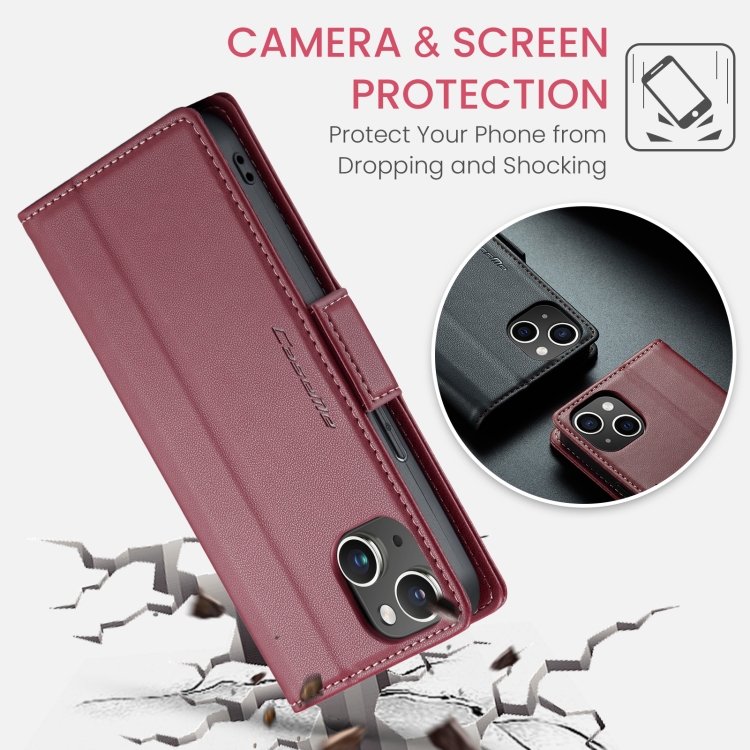 For iPhone 13 mini CaseMe 023 Butterfly Buckle Litchi Texture RFID Anti-theft Leather Phone Case(Wine Red) For iPhone 13 mini CaseMe 023 Butterfly Buckle Litchi Texture RFID Anti-theft Leather Phone Case(Wine Red)