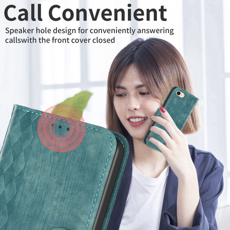 For iPhone SE 2022 / 7 / 8 Plaid Embossed Leather Phone Case(Green) For iPhone SE 2022 / 7 / 8 Plaid Embossed Leather Phone Case(Green)
