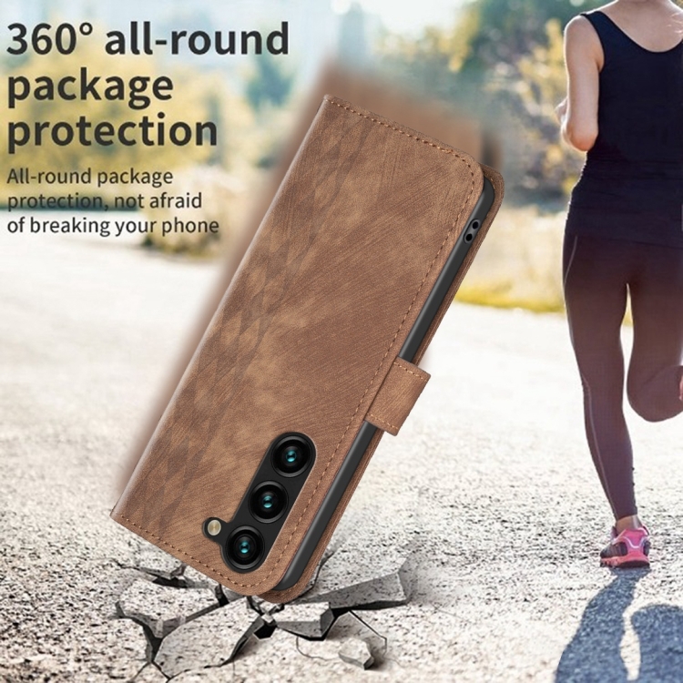 For Samsung Galaxy S23+ 5G Plaid Embossed Leather Phone Case(Brown) For Samsung Galaxy S23+ 5G Plaid Embossed Leather Phone Case(Brown)
