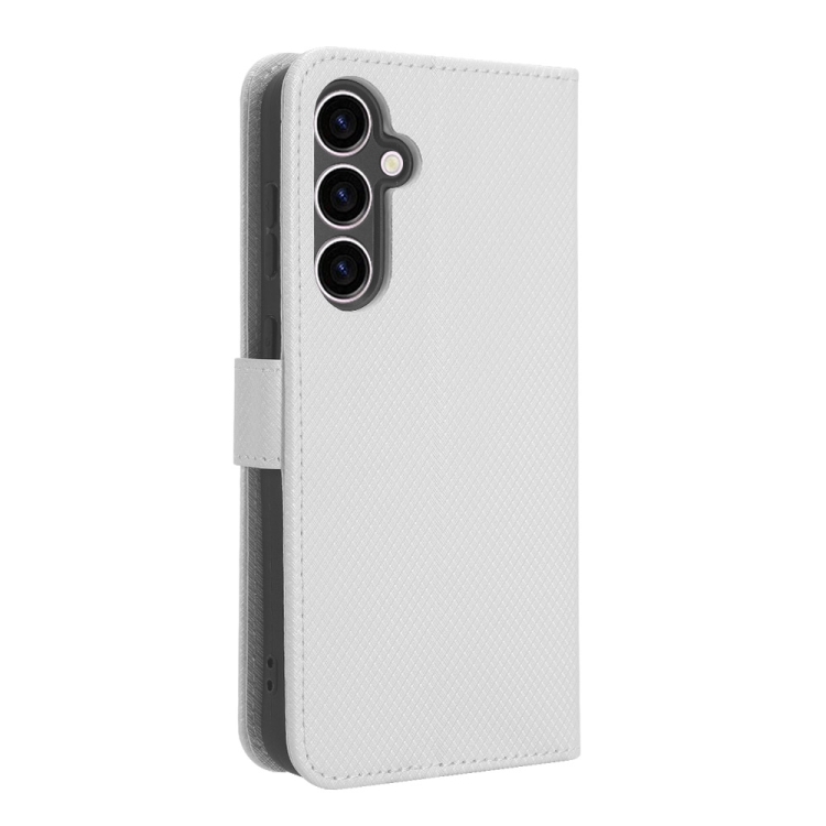 For Samsung Galaxy S23 FE 5G Diamond Texture Leather Phone Case(White) For Samsung Galaxy S23 FE 5G Diamond Texture Leather Phone Case(White)