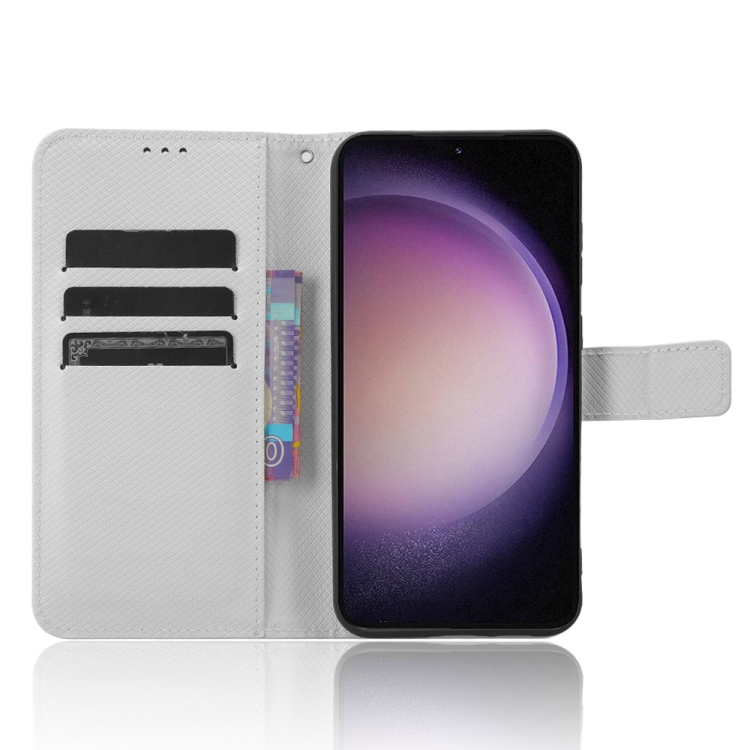 For Samsung Galaxy S23 FE 5G Diamond Texture Leather Phone Case(White) For Samsung Galaxy S23 FE 5G Diamond Texture Leather Phone Case(White)