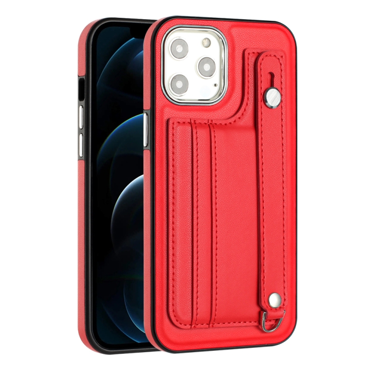 For iPhone 12 Pro Max Shockproof Leather Phone Case with Wrist Strap(Red) For iPhone 12 Pro Max Shockproof Leather Phone Case with Wrist Strap(Red)