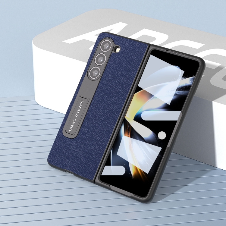 For Samsung Galaxy Z Fold5 ABEEL Integrated Black Edge Genuine Leather Mino Phone Case with Holder(Royal Blue) For Samsung Galaxy Z Fold5 ABEEL Integrated Black Edge Genuine Leather Mino Phone Case with Holder(Royal Blue)