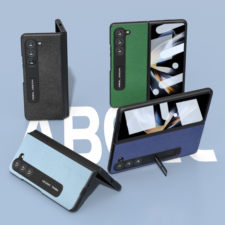 For Samsung Galaxy Z Fold5 ABEEL Integrated Black Edge Genuine Leather Mino Phone Case with Holder(Royal Blue) For Samsung Galaxy Z Fold5 ABEEL Integrated Black Edge Genuine Leather Mino Phone Case with Holder(Royal Blue)