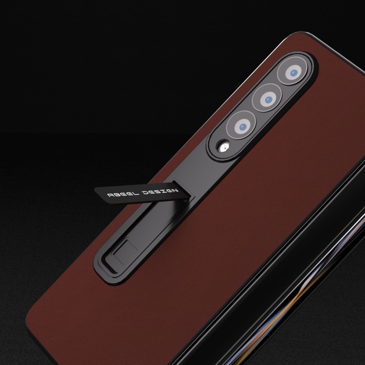 For Samsung Galaxy Z Fold4 5G Integrated Genuine Silky Soft ABEEL Black Edge Phone Case with Holder(Coffee) For Samsung Galaxy Z Fold4 5G Integrated Genuine Silky Soft ABEEL Black Edge Phone Case with Holder(Coffee)