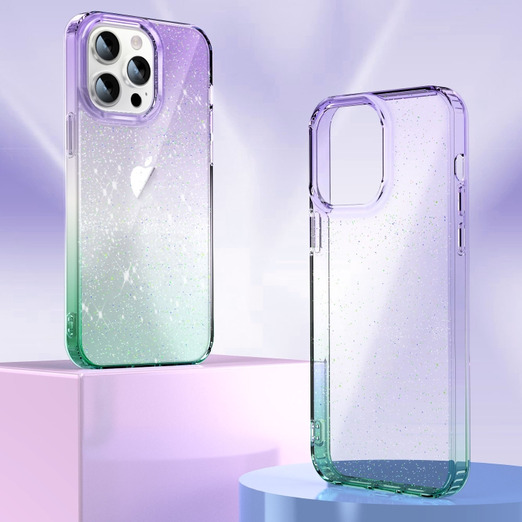 For iPhone 14 Star Gradient Phone Case(Purple Green) For iPhone 14 Star Gradient Phone Case(Purple Green)