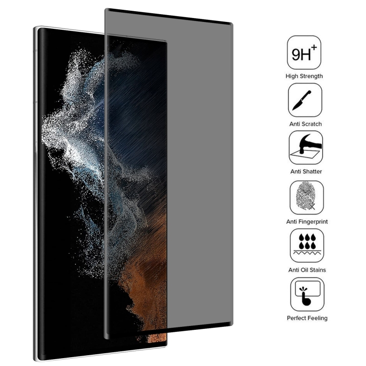 For Samsung Galaxy S22 Ultra 5G 3D Curved Edge Privacy Tempered Glass Film, without Fingerprint Unlocking For Samsung Galaxy S22 Ultra 5G 3D Curved Edge Privacy Tempered Glass Film, without Fingerprint Unlocking