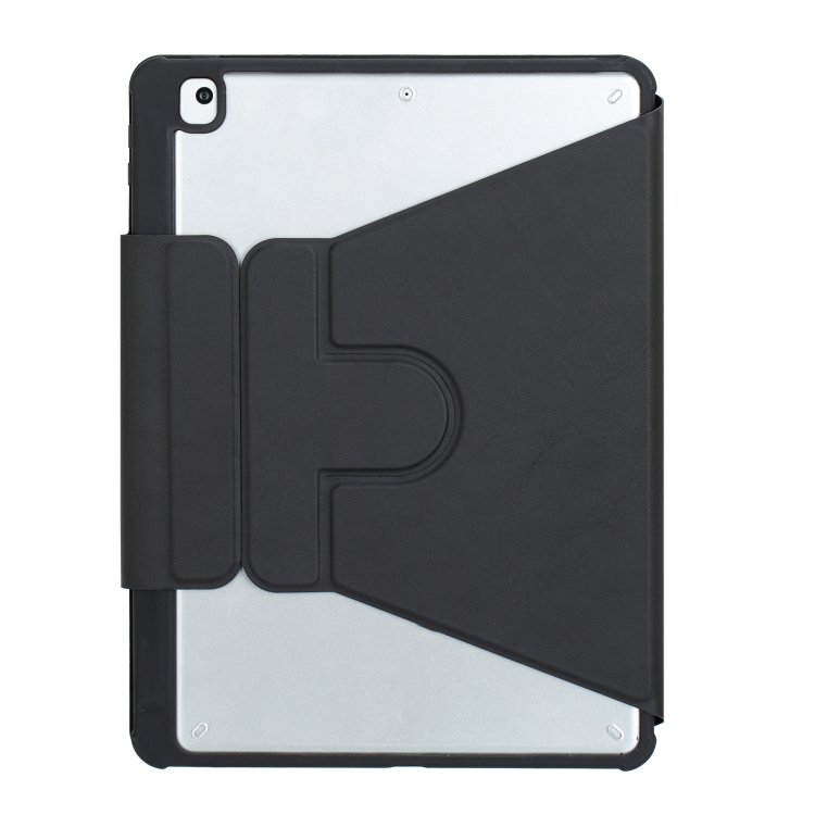 For iPad 10th Gen 10.9 2022 F10B-A 360 Rotation Acrylic Transparent Bluetooth Keyboard Leather Case With Touch Control(Black)