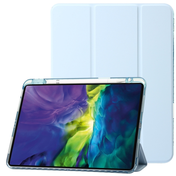 For iPad 10th Gen 10.9 2022 Clear Acrylic 3-Fold Leather Tablet Case(Ice Blue) For iPad 10th Gen 10.9 2022 Clear Acrylic 3-Fold Leather Tablet Case(Ice Blue)