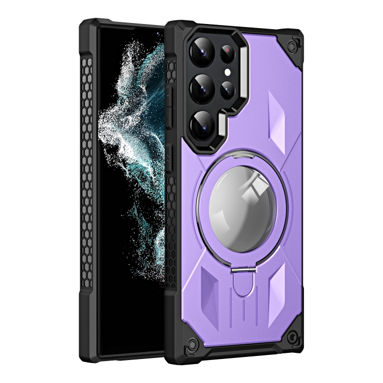 For Samsung Galaxy S22 Ultra 5G MagSafe Magnetic Holder Phone Case(Dark Purple) For Samsung Galaxy S22 Ultra 5G MagSafe Magnetic Holder Phone Case(Dark Purple)