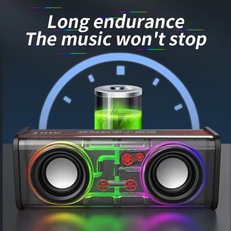 V8 Transparent Mechanical TWS Subwoofer Wireless Bluetooth Speaker(Black) V8 Transparent Mechanical TWS Subwoofer Wireless Bluetooth Speaker(Black)