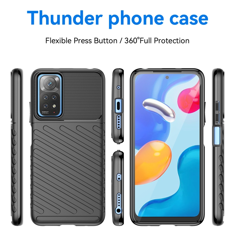 Para Xiaomi Poco M6 Pro Thunderbolt Funda protectora suave de TPU a prueba  de golpes para teléfono (Negro)