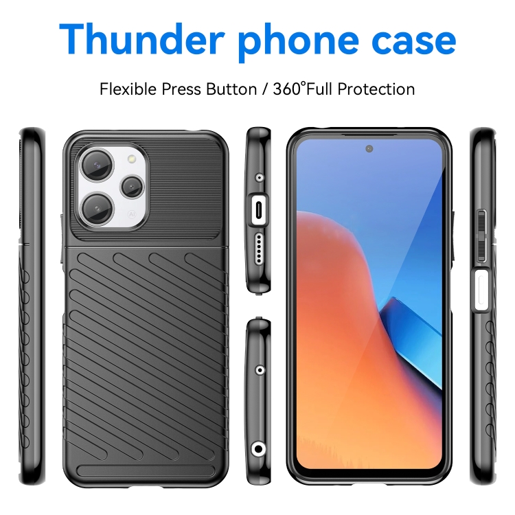 Para Xiaomi Redmi 12 5G Thunderbolt Funda protectora suave para teléfono  TPU a prueba de golpes (Negro)