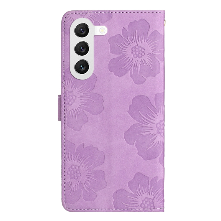 For Samsung Galaxy S23+ 5G Flower Embossing Pattern Leather Phone Case(Purple)