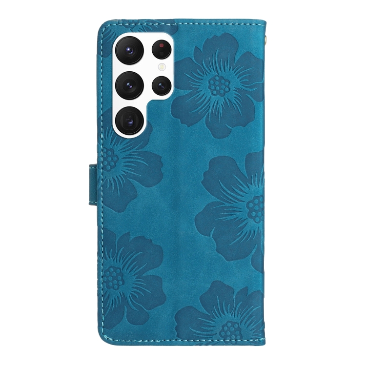 For Samsung Galaxy S23 Ultra 5G Flower Embossing Pattern Leather Phone Case(Blue) For Samsung Galaxy S23 Ultra 5G Flower Embossing Pattern Leather Phone Case(Blue)