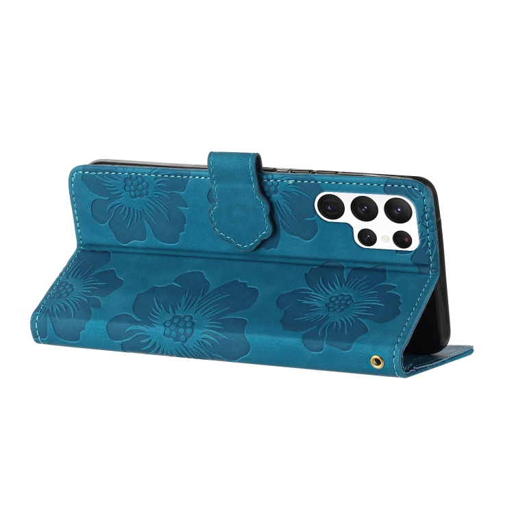For Samsung Galaxy S23 Ultra 5G Flower Embossing Pattern Leather Phone Case(Blue) For Samsung Galaxy S23 Ultra 5G Flower Embossing Pattern Leather Phone Case(Blue)