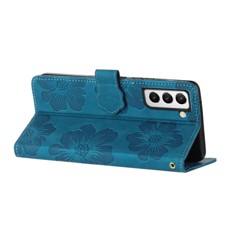 For Samsung Galaxy S22+ 5G Flower Embossing Pattern Leather Phone Case(Blue) For Samsung Galaxy S22+ 5G Flower Embossing Pattern Leather Phone Case(Blue)